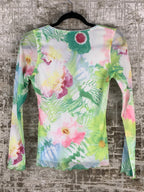 Womens Y2K Floral Mesh Long Sleeve Top