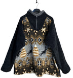 Nordic Pattern Quarter-Zip Teddy Fleece