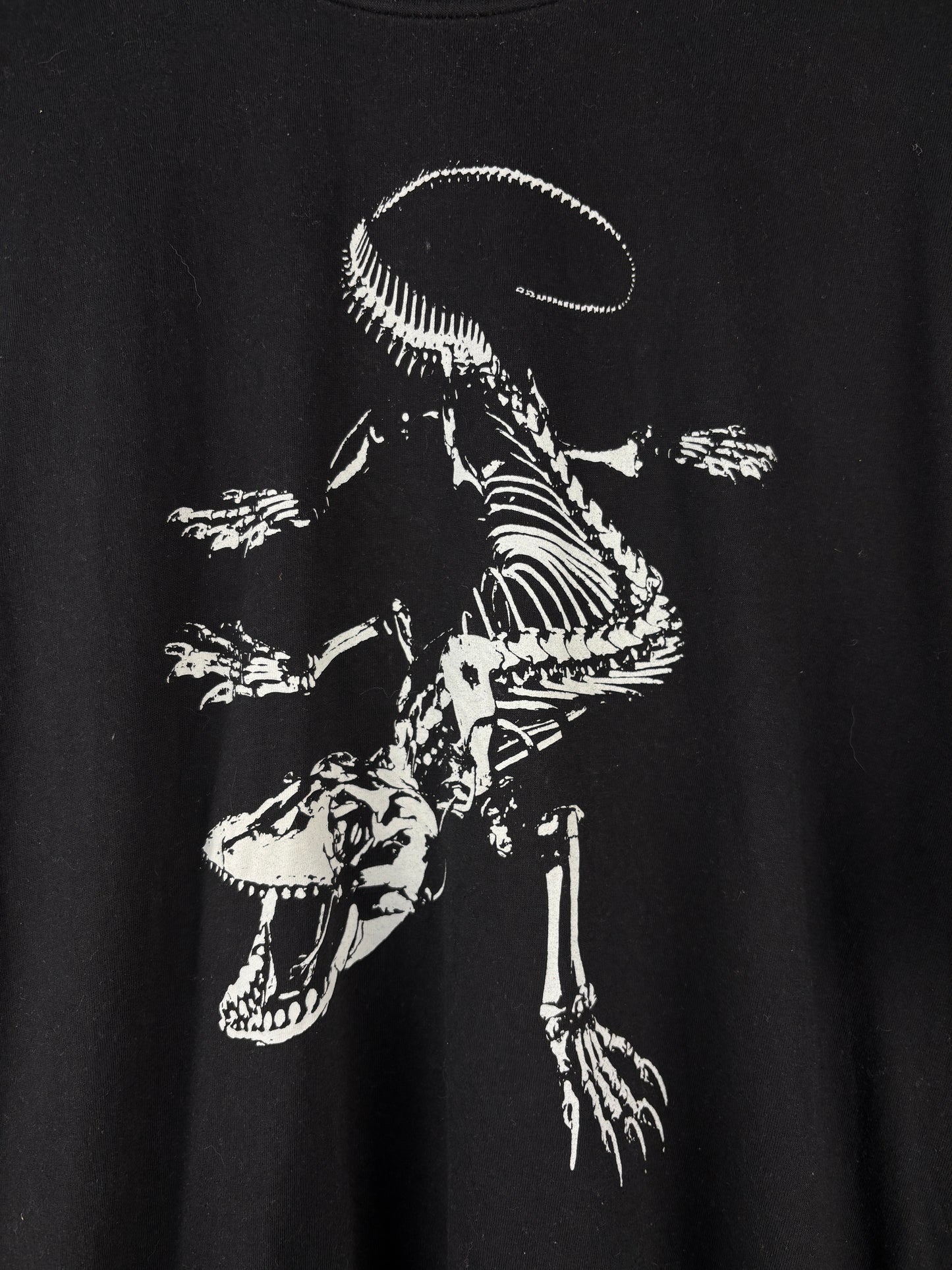 Men's Vintage Dinosaur Skeleton Graphic Black T-Shirt