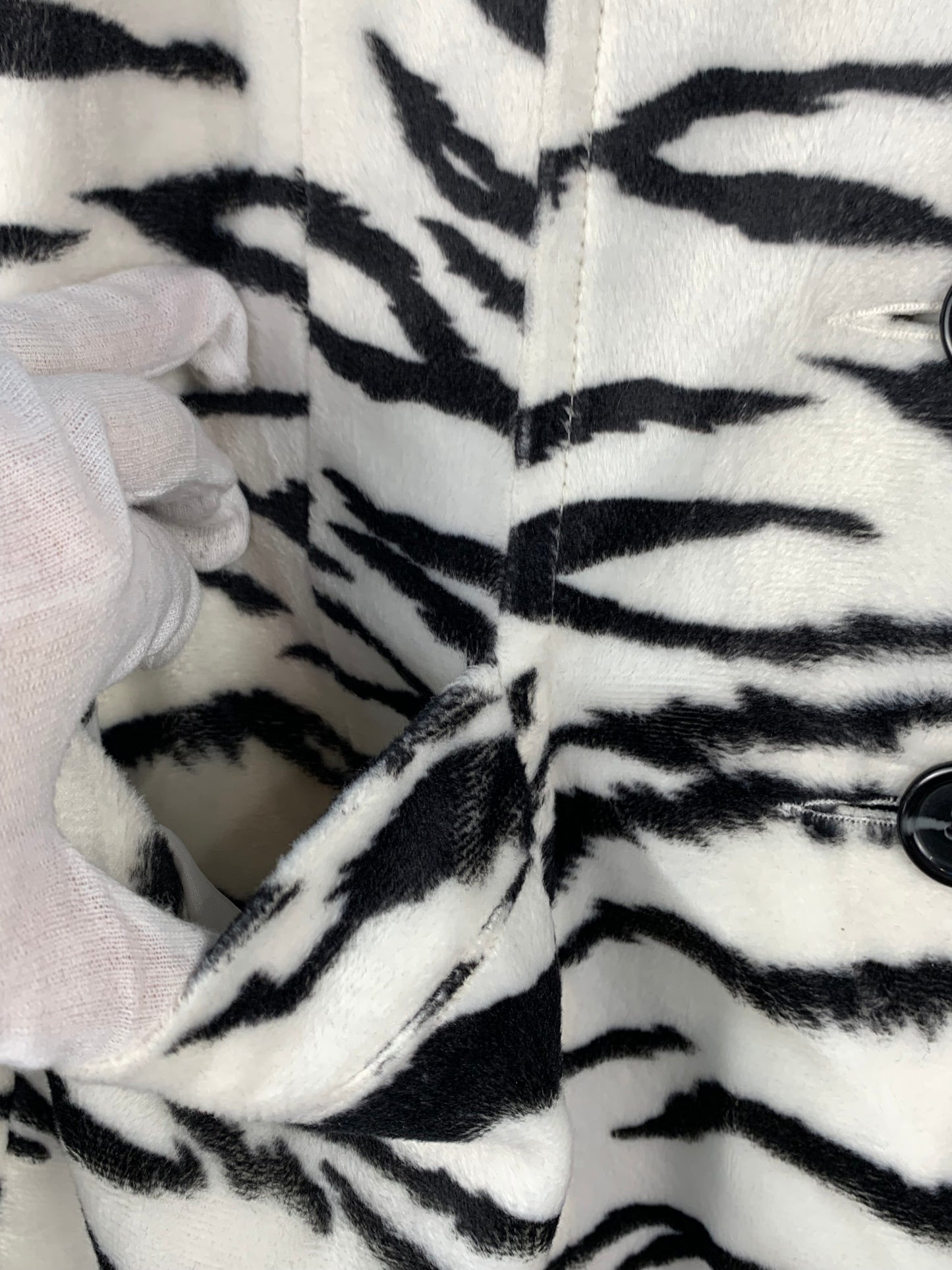 Womens Y2K Zebra Pattern Faux Fur Coat