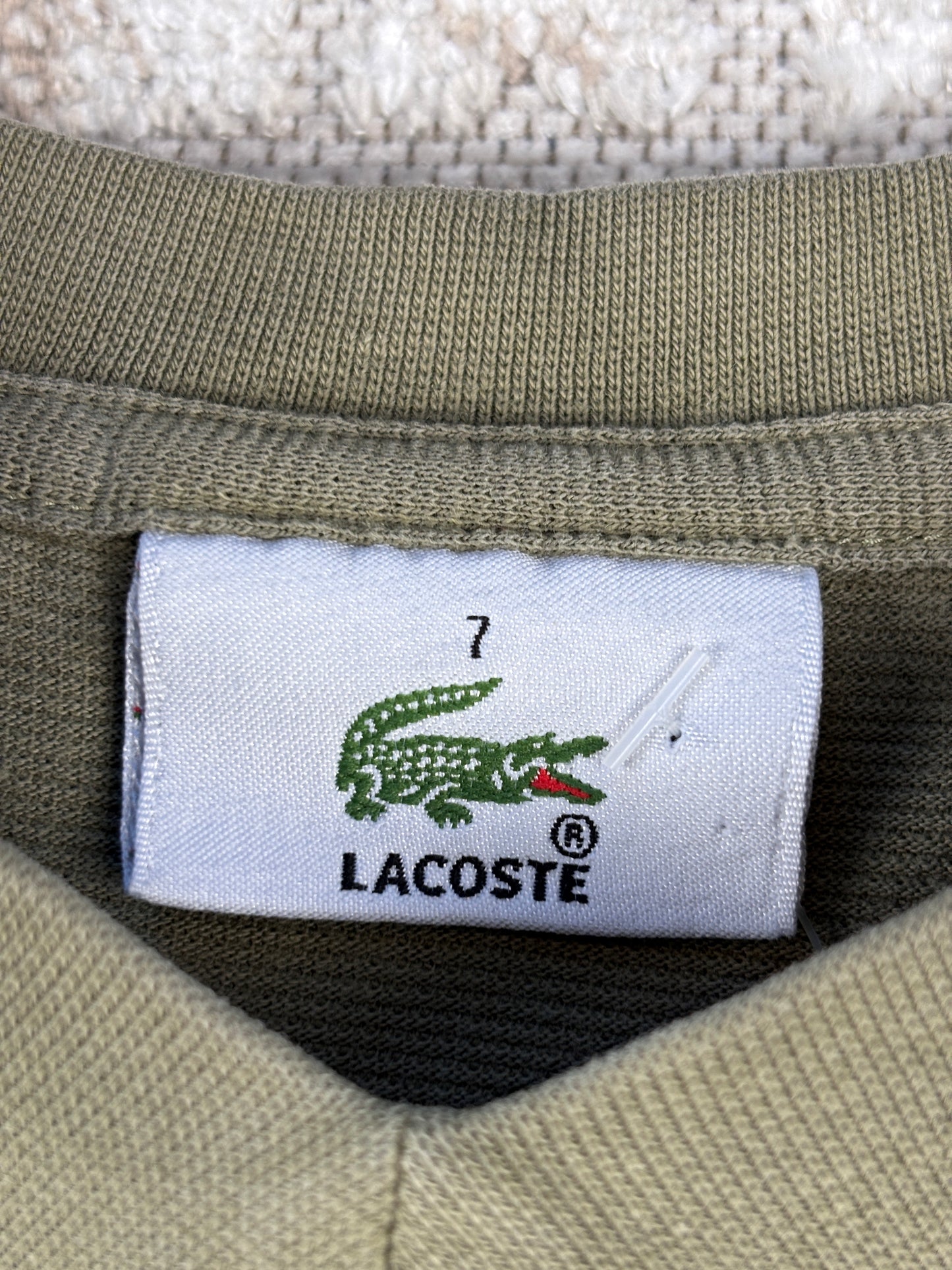 Vintage Lacoste Khaki V Neck Minimal T Shirt