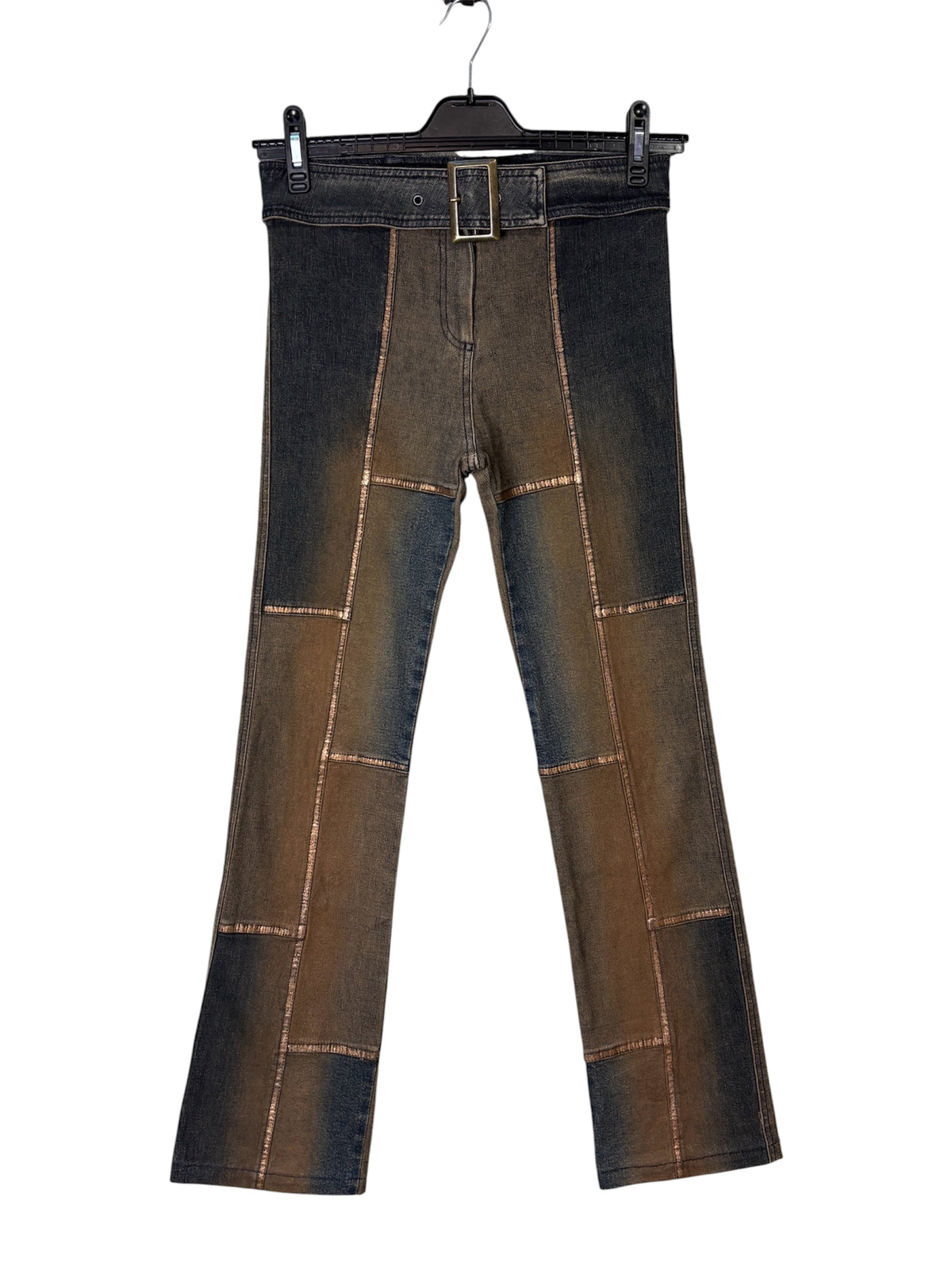 Y2K Belted Panelled Flare Jeans