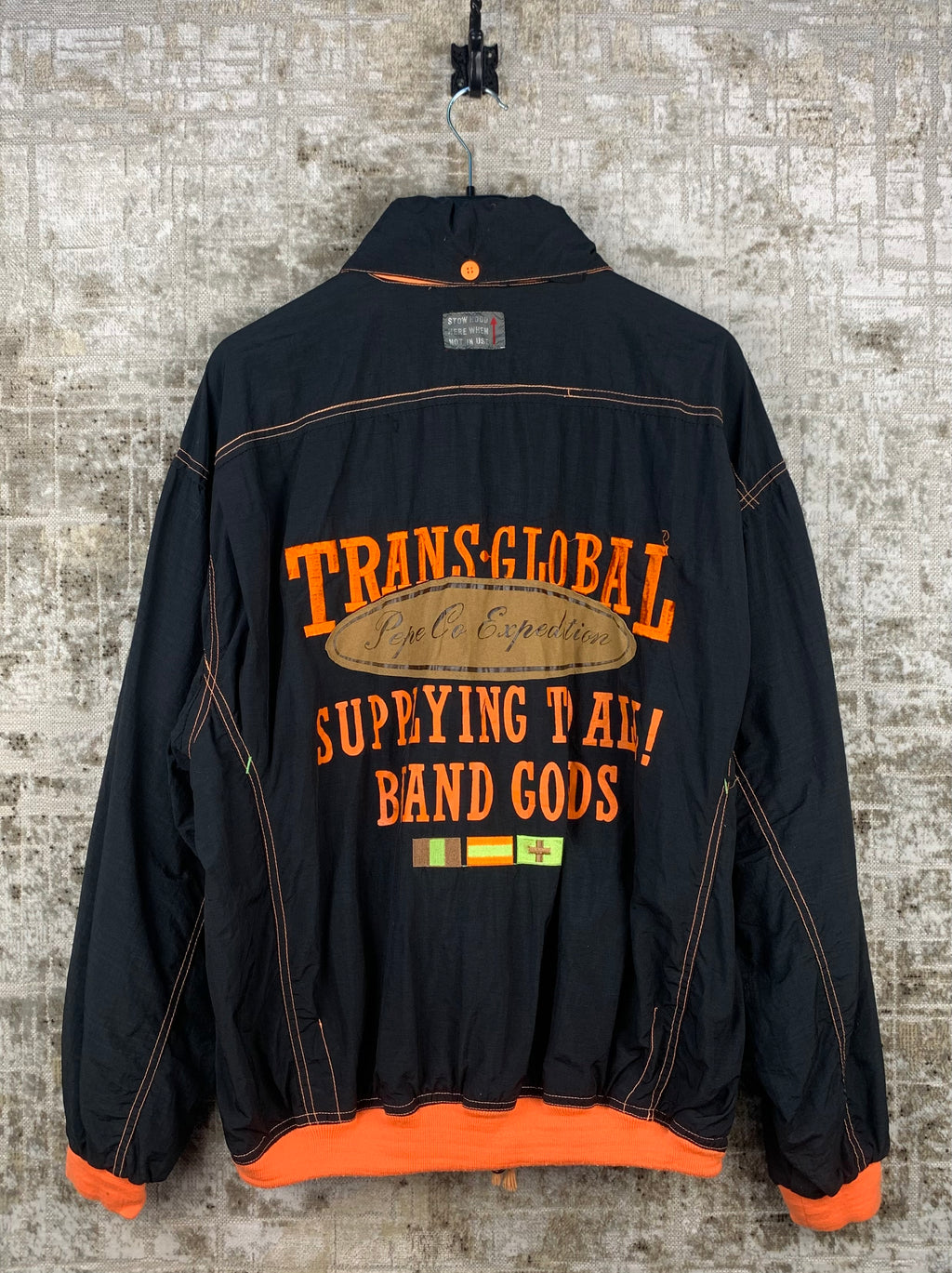 PEPE CO Mens Black Orange Windbreaker Jacket
