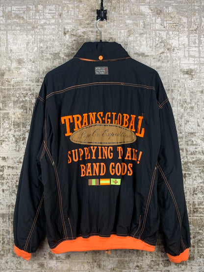 PEPE CO Mens Black Orange Windbreaker Jacket