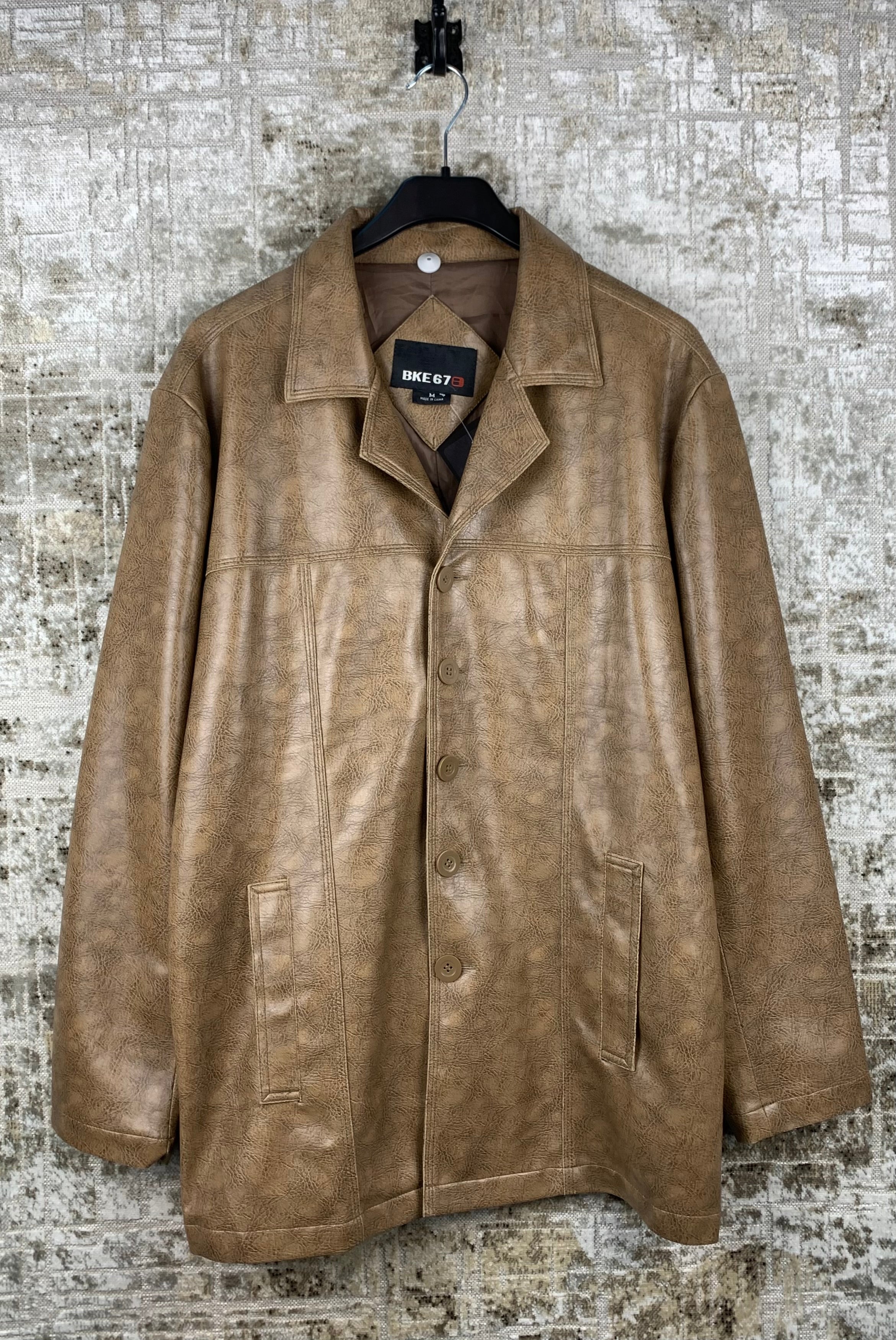 BKE67B Mens Brown Leather Coat