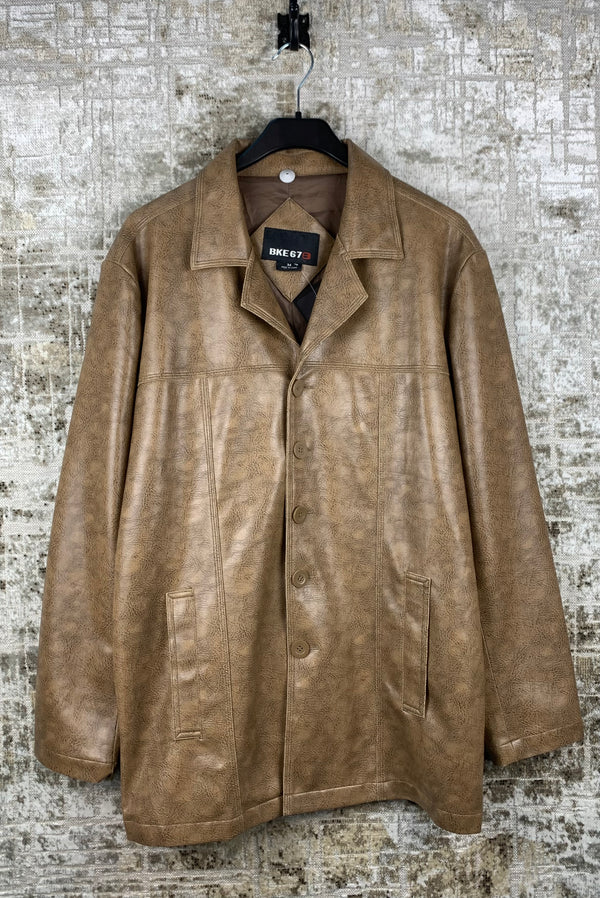 BKE67B Mens Brown Leather Coat