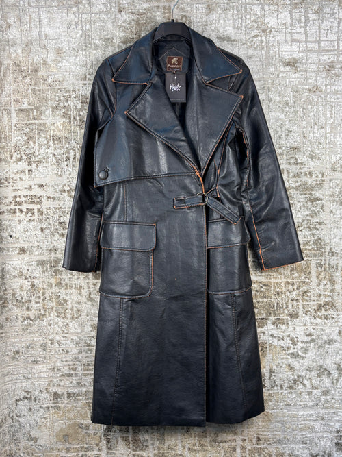 Women's Vintage Passport  Black Lamb Leather Coat