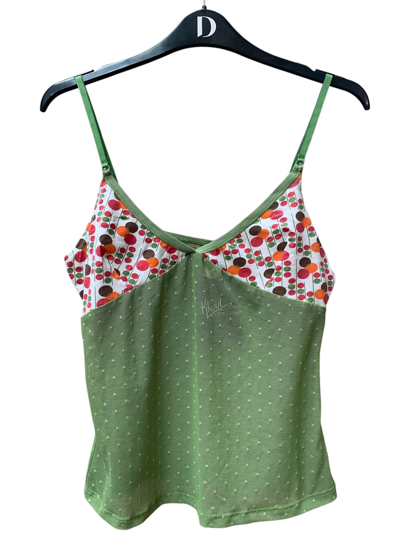 Green Mesh Retro Print Cami Top