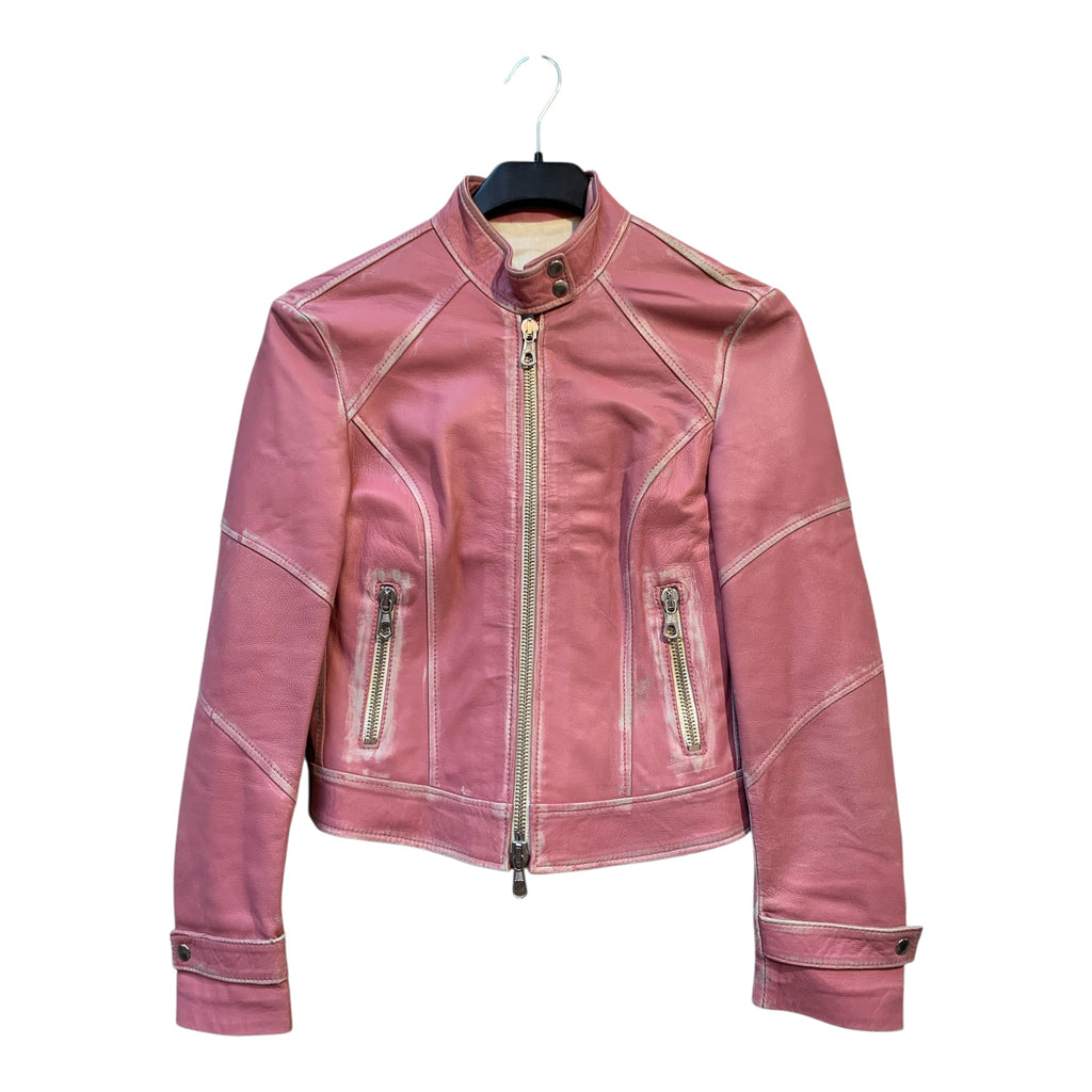 Rossodisera Y2K Distressed Leather Moto Jacket
