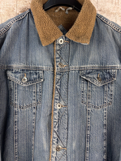 Men's Vintage Denim Jacket Sherpa Lined Blue Trucker Jacket