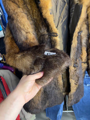 Brown Multicolor Hooded Soft Wild Animal Fur Overcoat Jacket Women's S