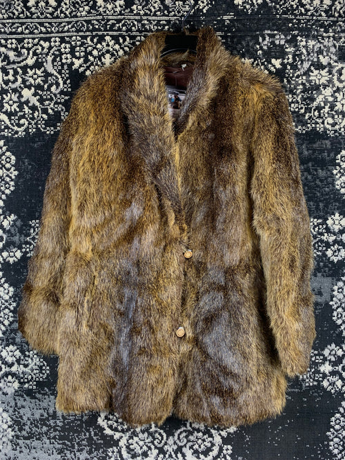 Women’s Vintage Natural Brown Genuine Beaver Fur Coat