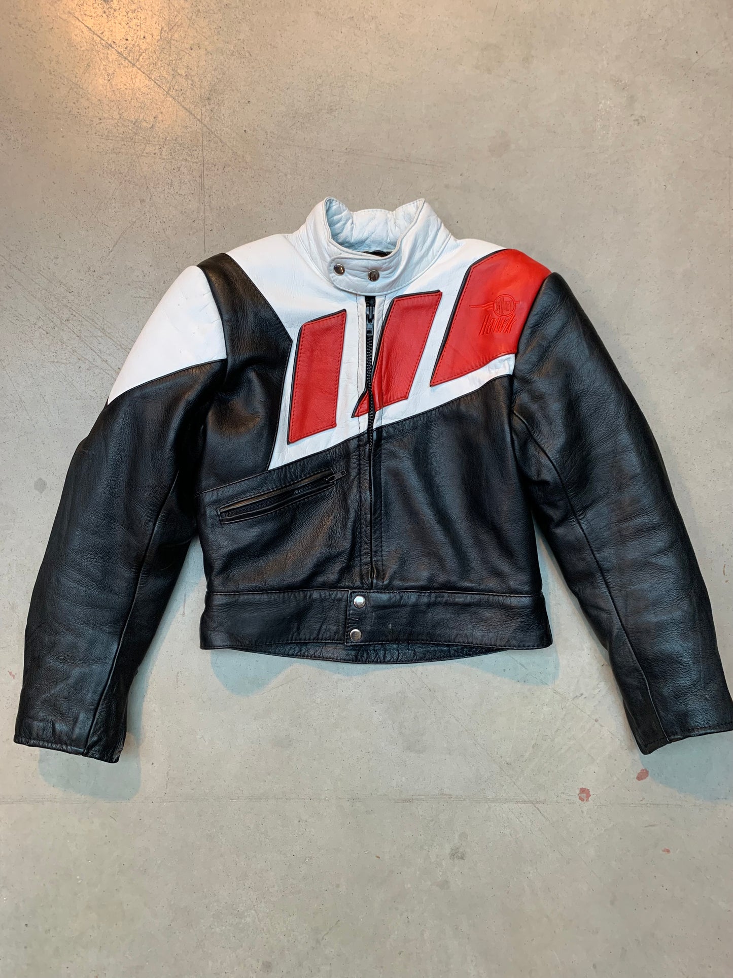 Men's Black, White &amp; Red Leather Racing Jacket