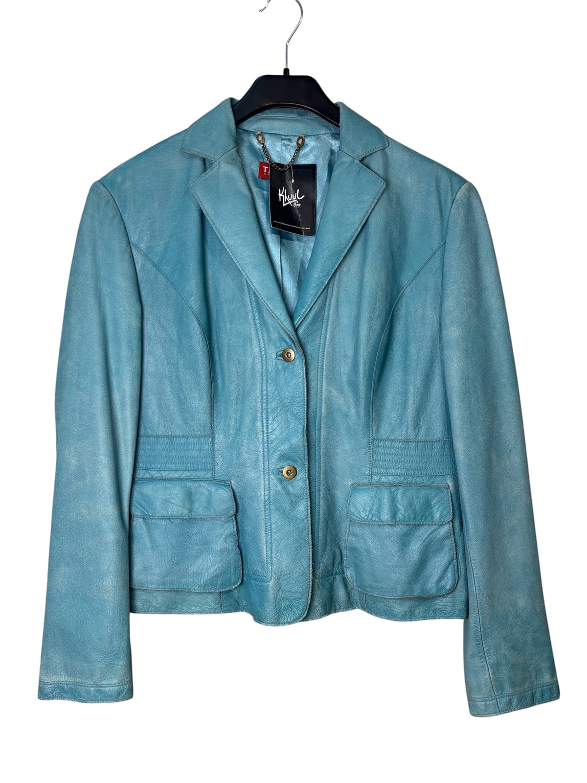 Taifun Blue Leather Blazer Jacket