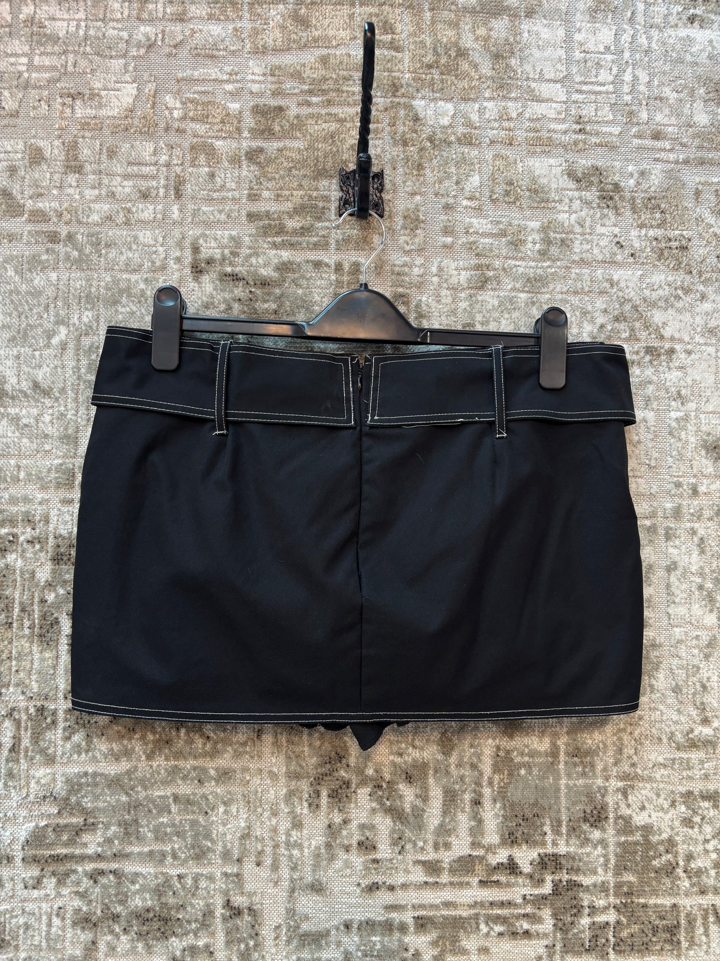 Grommet Cross-Strap Mini Skirt