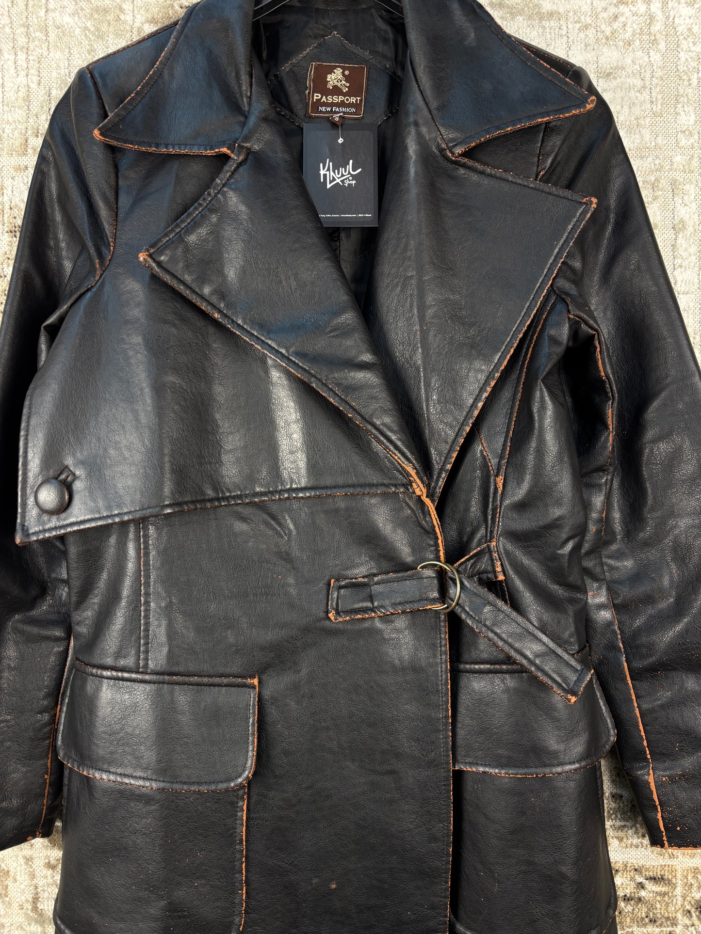 Women's Vintage Passport  Black Lamb Leather Coat