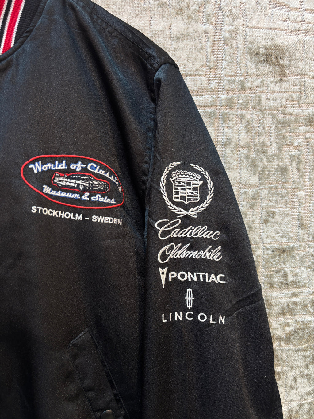 World of Classics Embroidered Satin Bomber Jacket