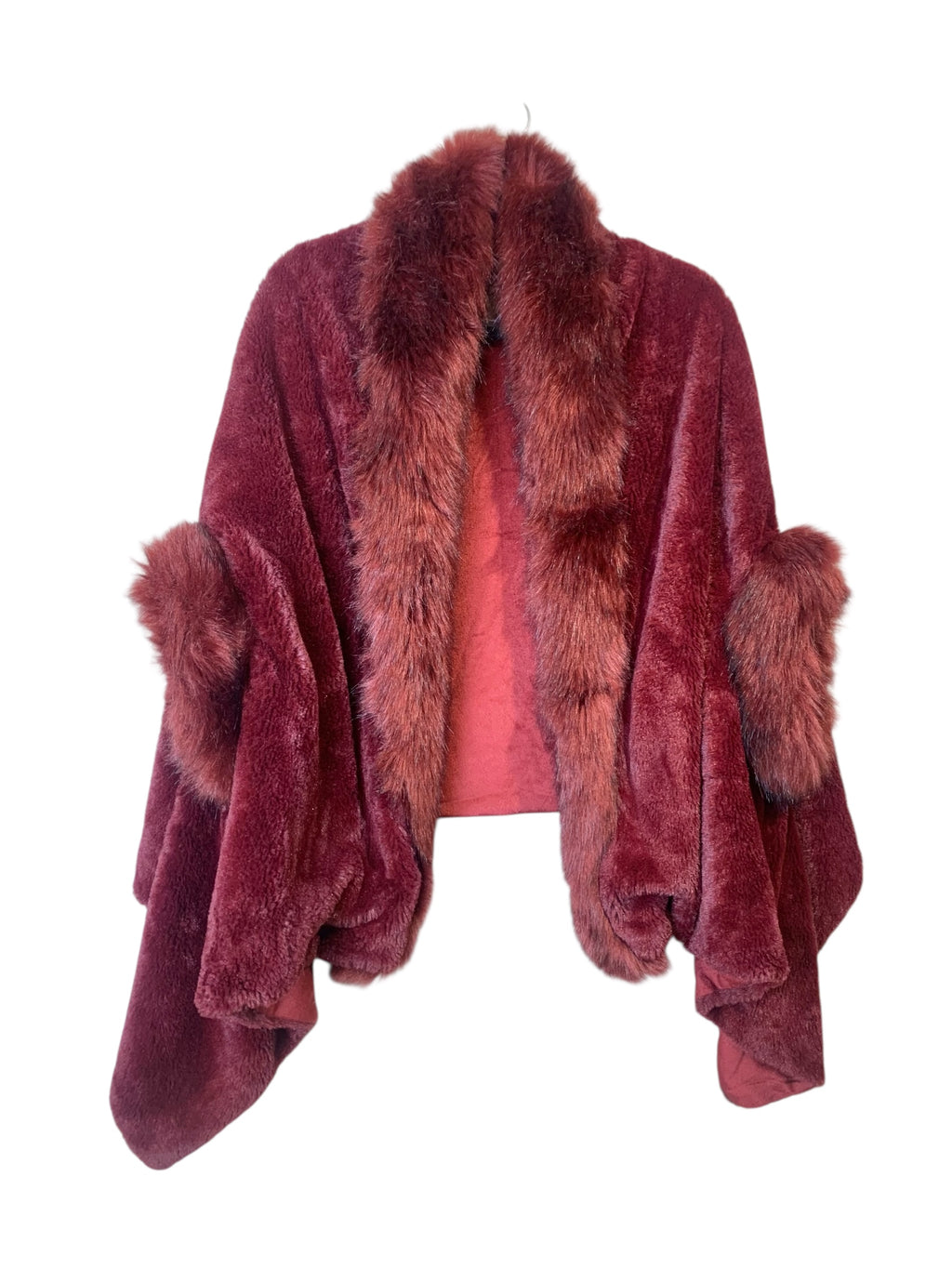 Samar Moda Faux Fur Trim Cape