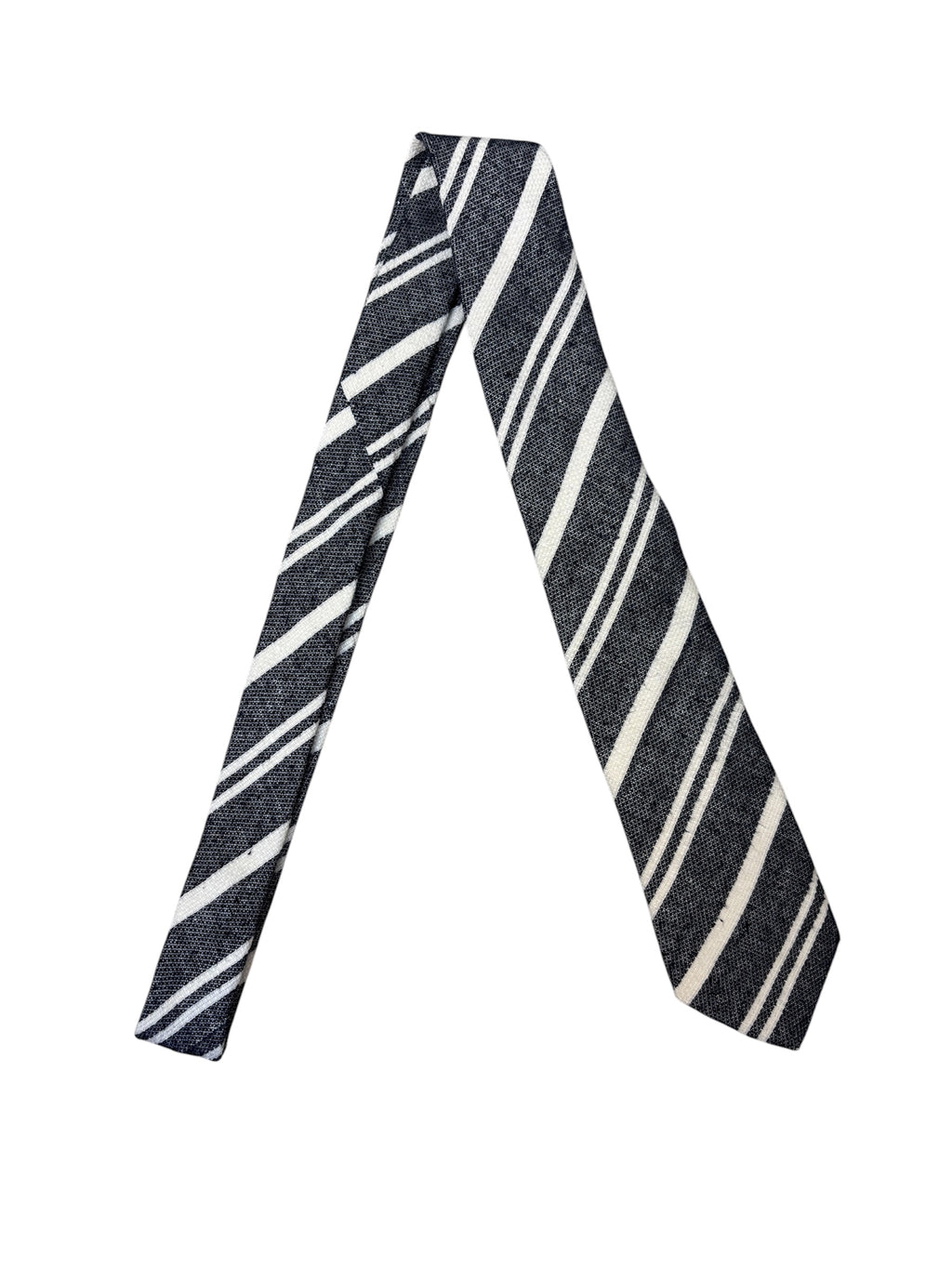 Brunello Cucinelli Diagonal Stripes Navy White Tie