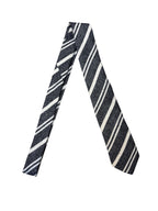 Brunello Cucinelli Diagonal Stripes Navy White Tie