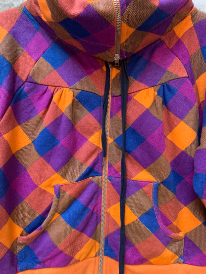 Only Multicolour Check Cowl-Neck Zip Jacket