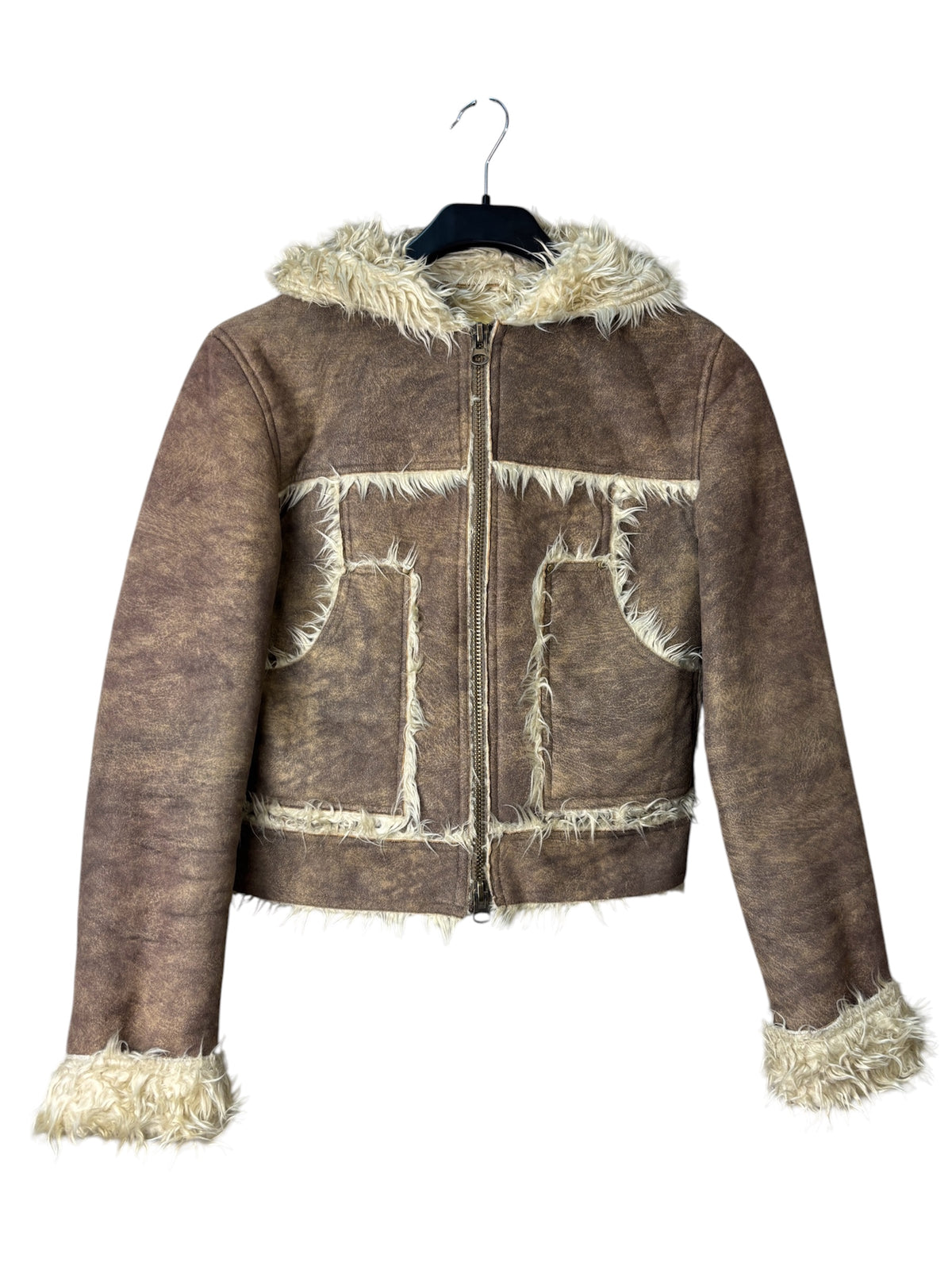 United Y2K Faux Shearling Hooded Jacket