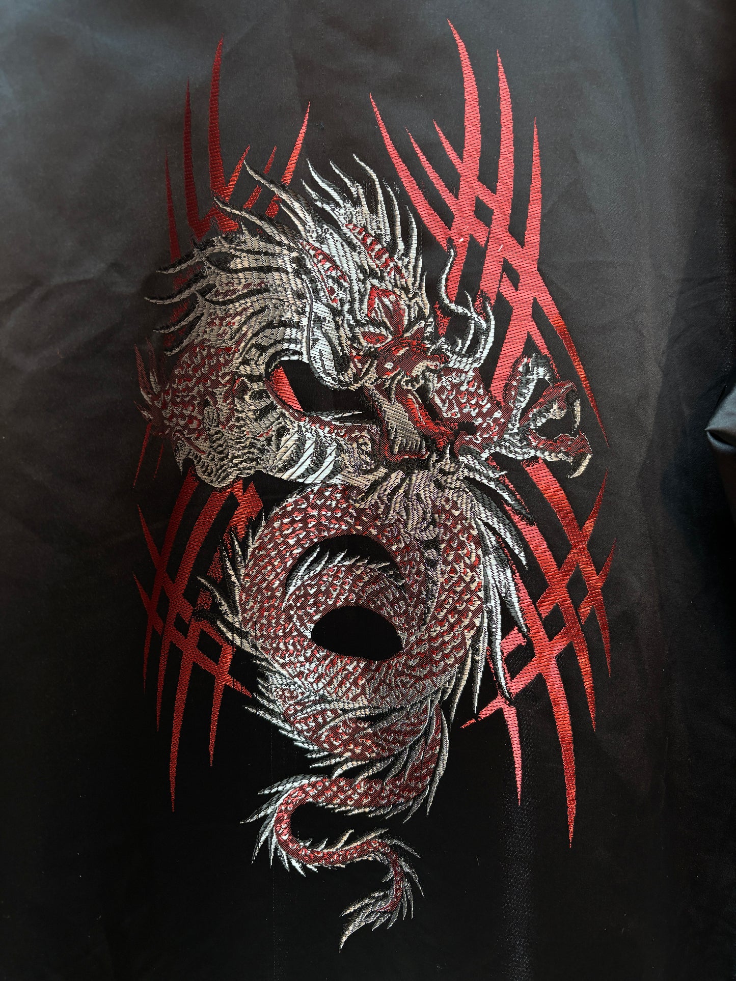 Mens Dragon Silk Button Up Black Shirt