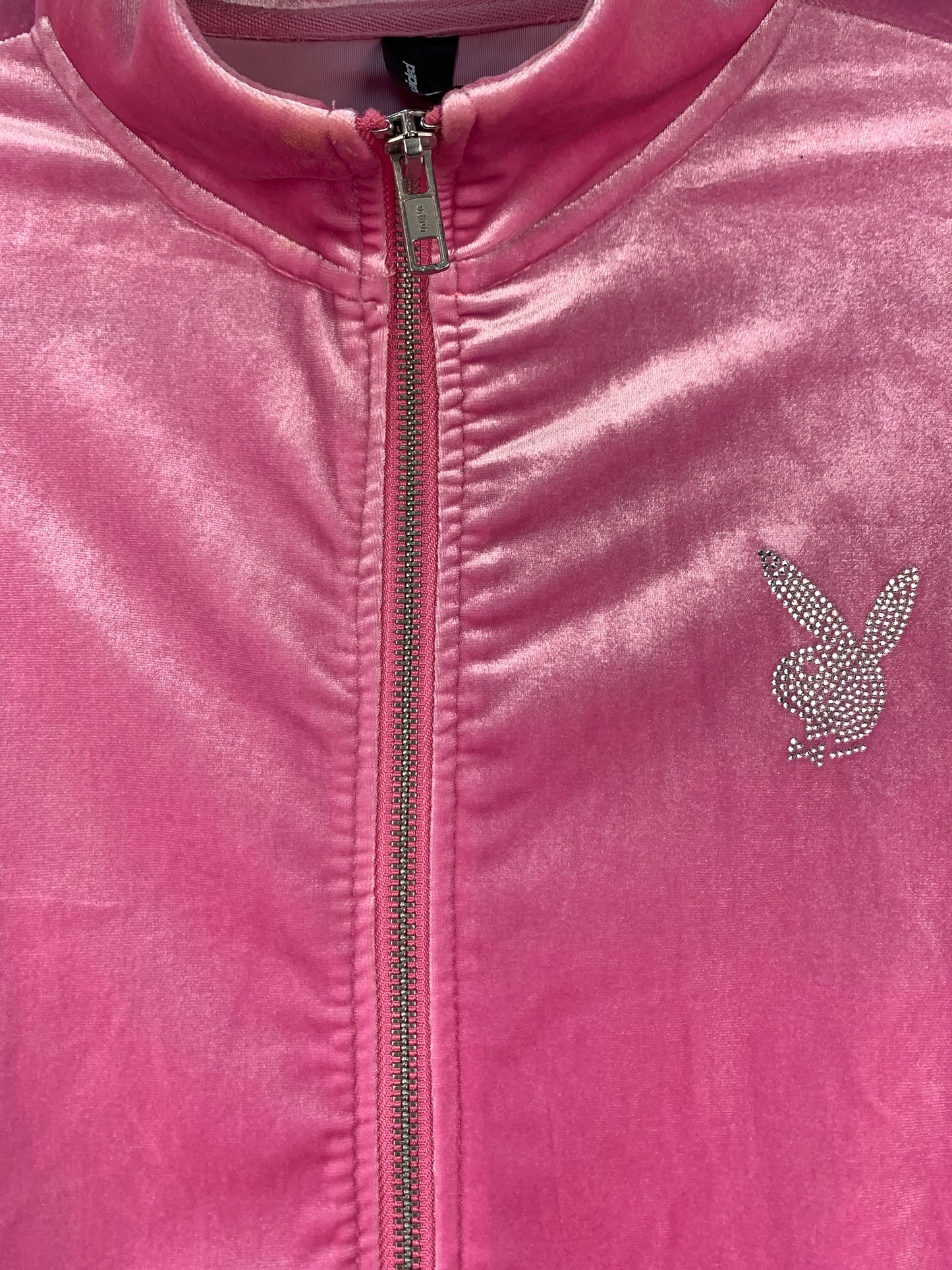 Womens Y2K Playboy Missguided Pink Velvet Track Jacket