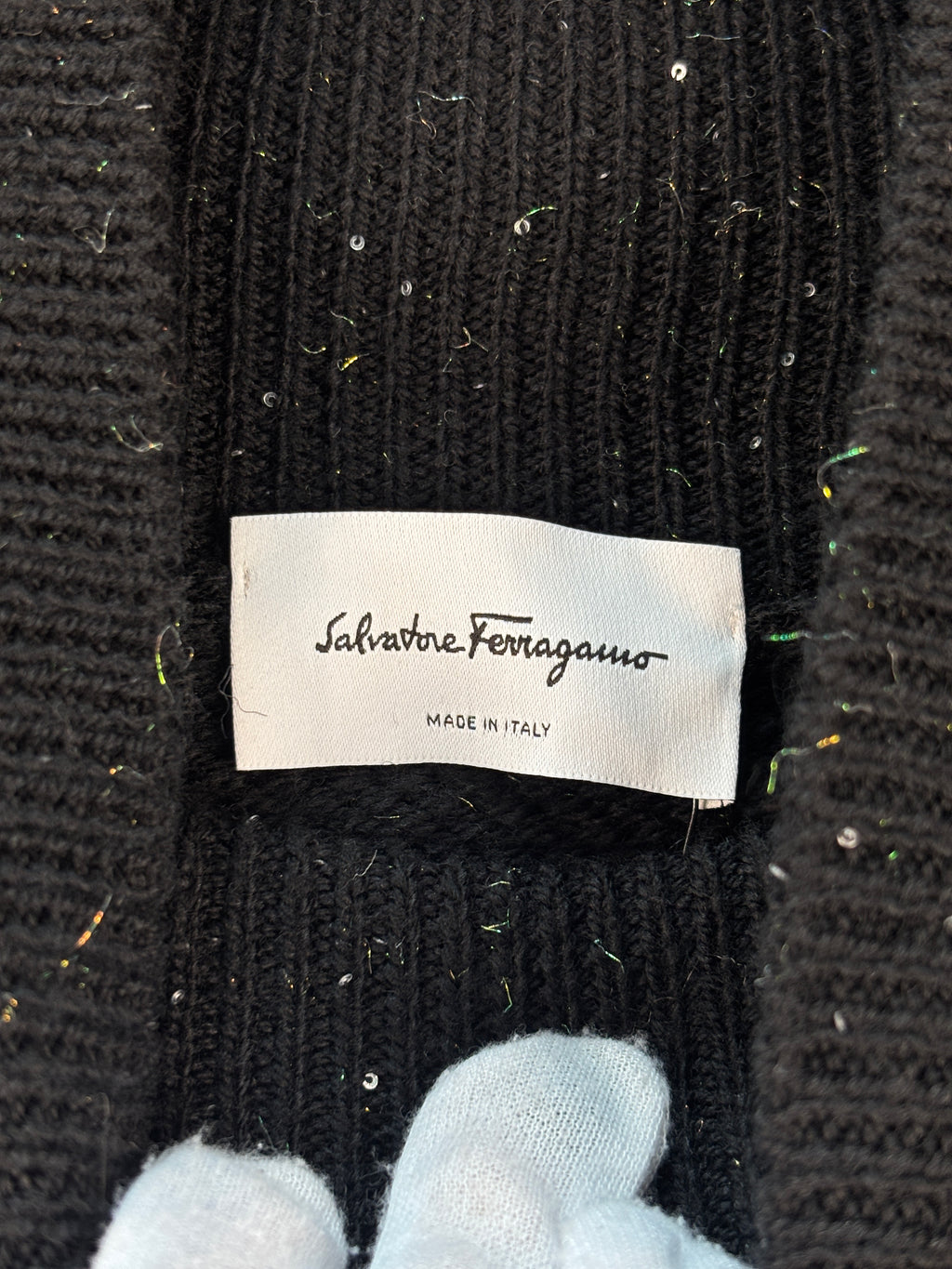 Salvatore Ferragamo Men's Black Speckle Knit Jumper