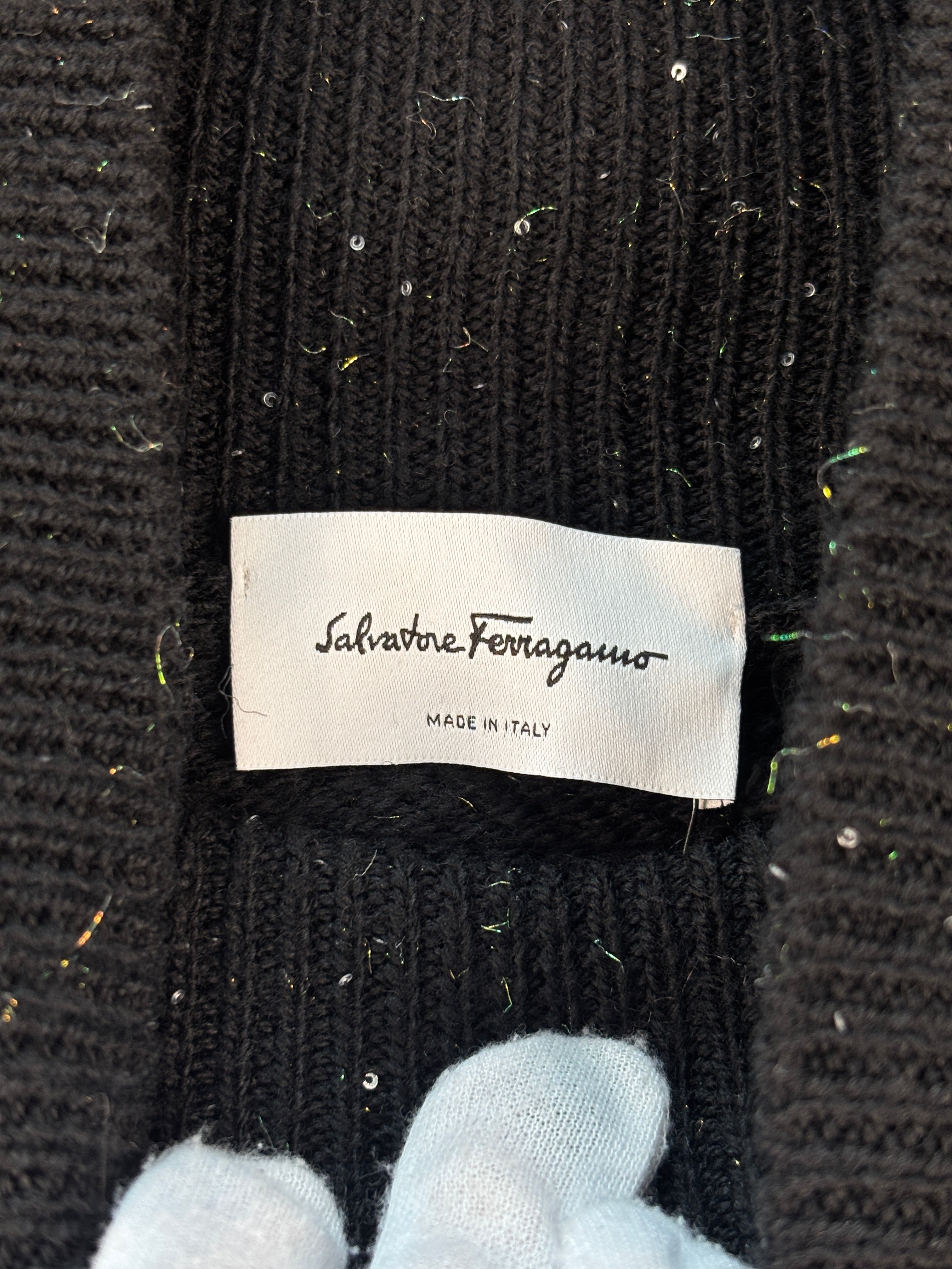 Salvatore Ferragamo Men's Black Speckle Knit Jumper