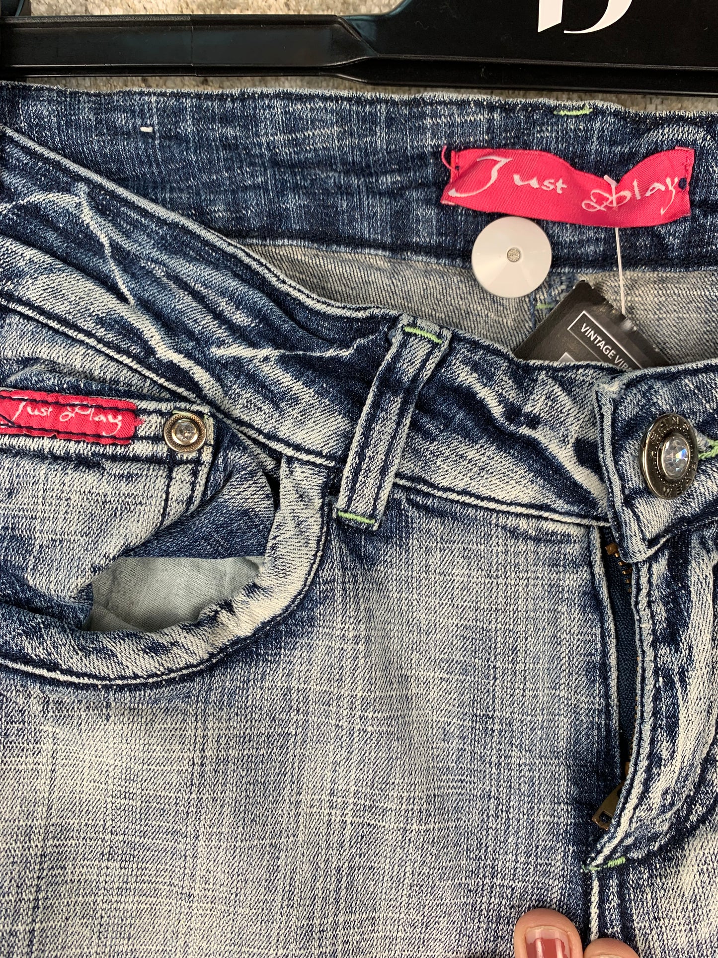 Womens Y2K Just Play Washed Blue Jeans