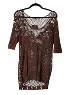 Y2K Beaded Crochet Net Knit Top