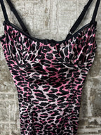 Betsey Johnson Y2K Pink Leopard Bustier Cami