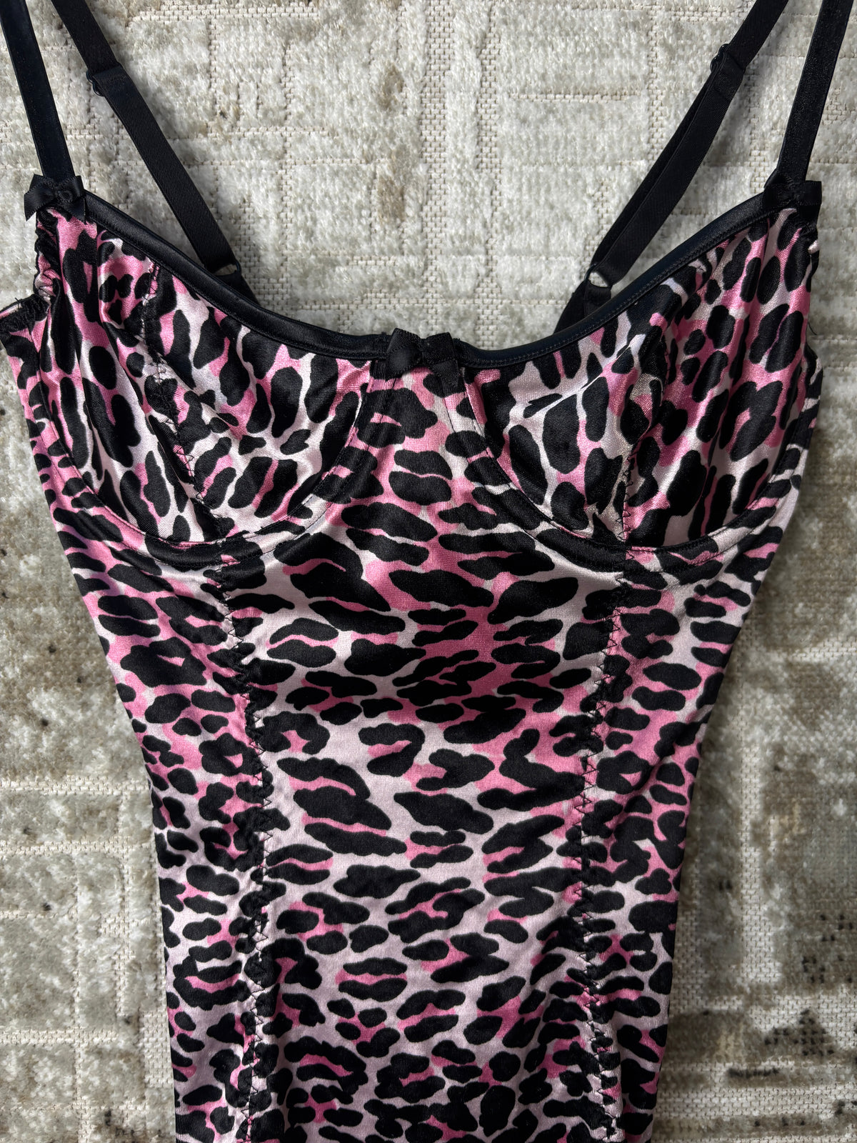 Betsey Johnson Y2K Pink Leopard Bustier Cami