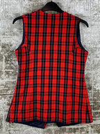Womens Vintage Red Black Checkered Vest