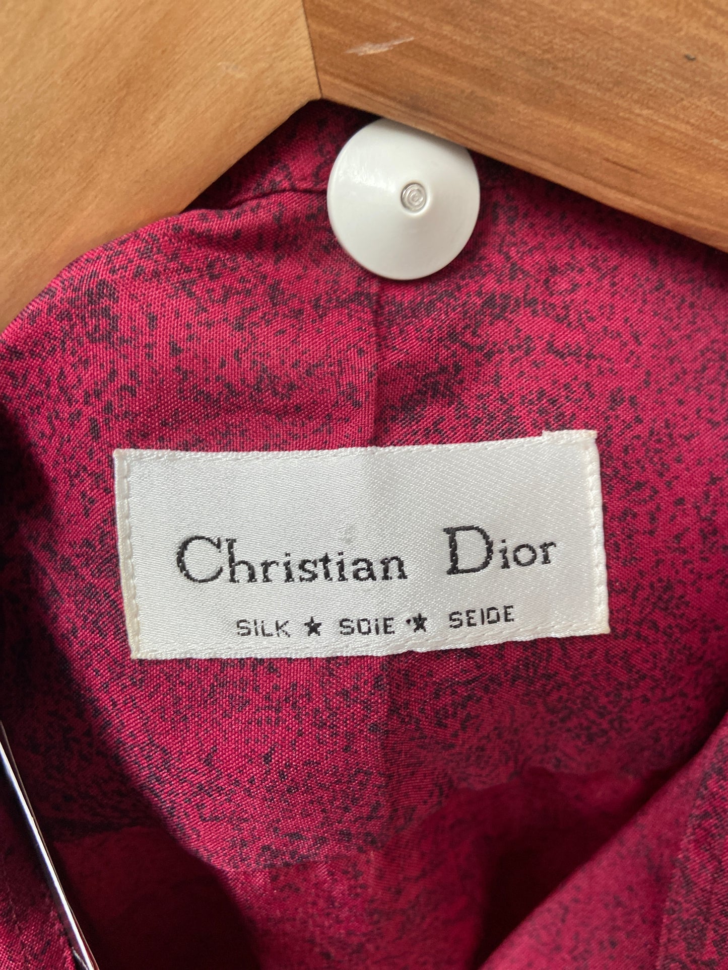 Vintage Christian Dior Silk Short Sleeve Shirt Mens L