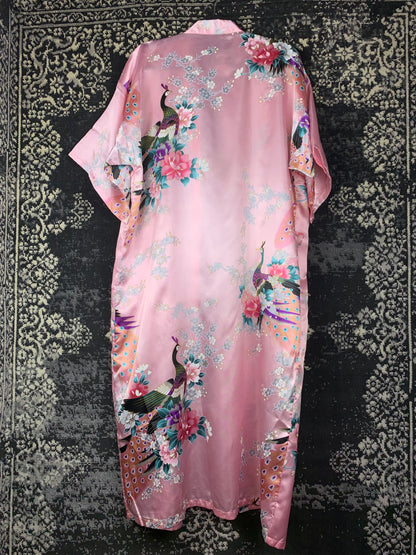 Women's Pink Japanese Style Silk Kimono Robe
