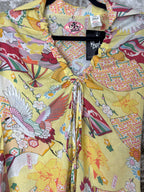 Killah Y2K Kimono Print Tie-Front Top