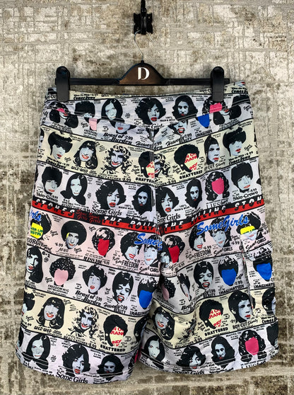 Mens Y2K The Rolling Stones Graphic Swim Shorts