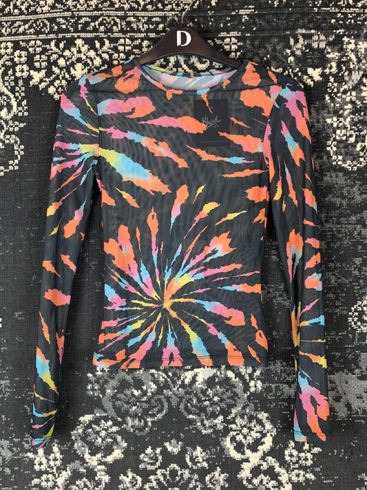 Women's Funky Multicolor Long Sleeve Mesh Top
