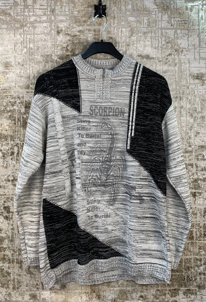 Mens Vintage Y2K Scorpion Distressed Sweater