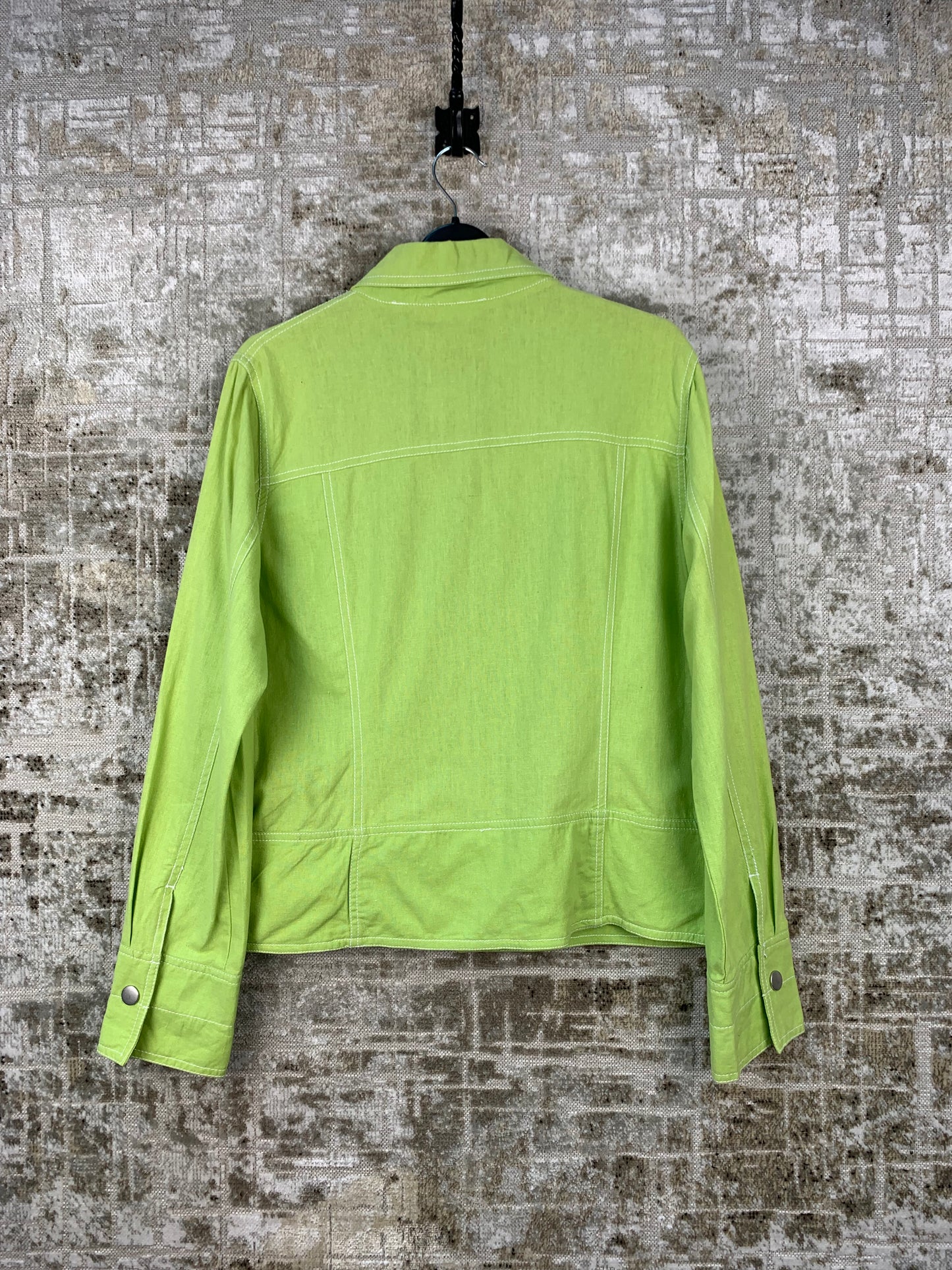 Womens Y2K Lime Green Linen Blend Jacket