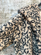 KoZo Leopard Print Hooded Faux Fur Jacket