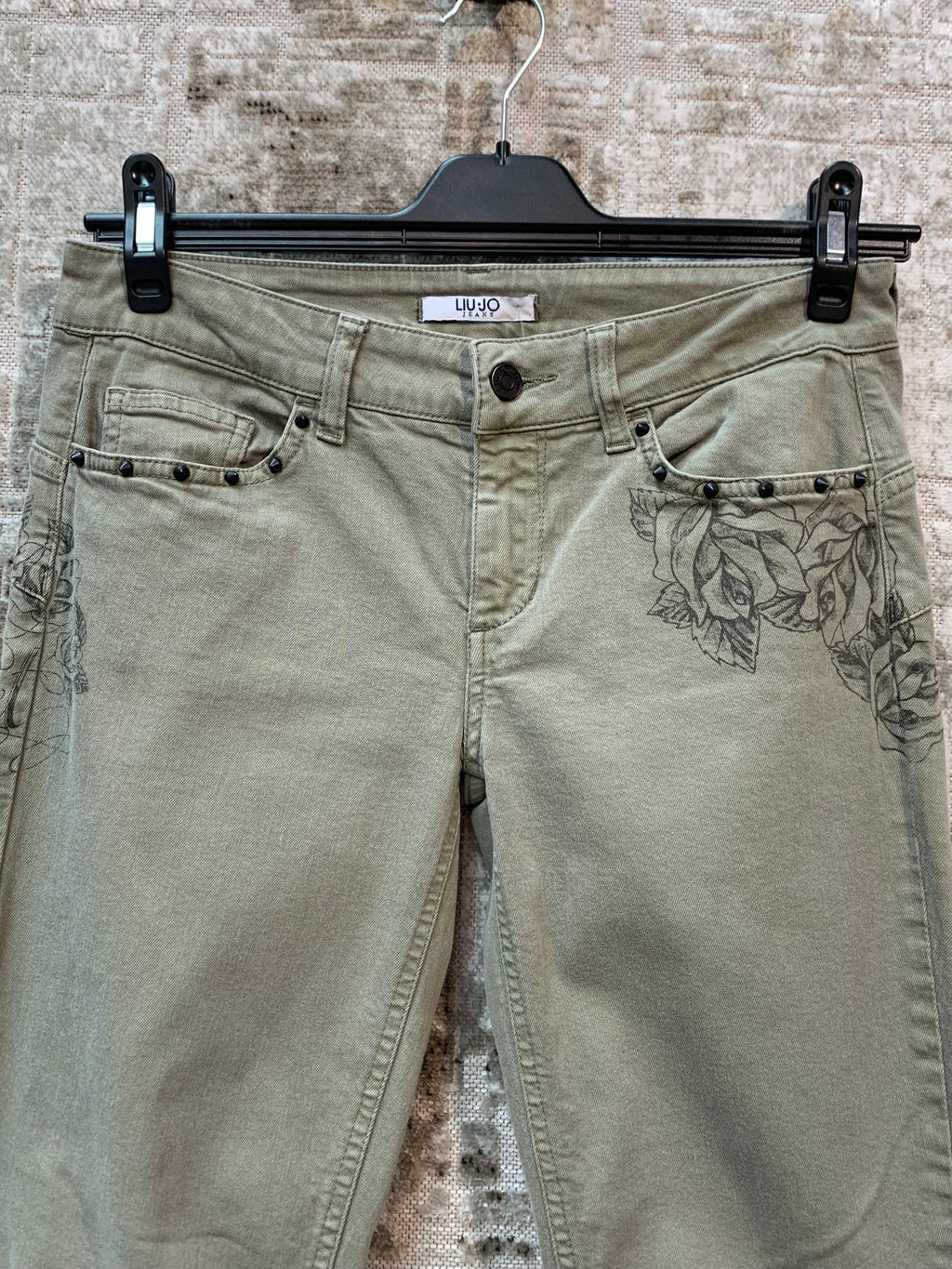 Liu Jo Rose Print Studded Jeans