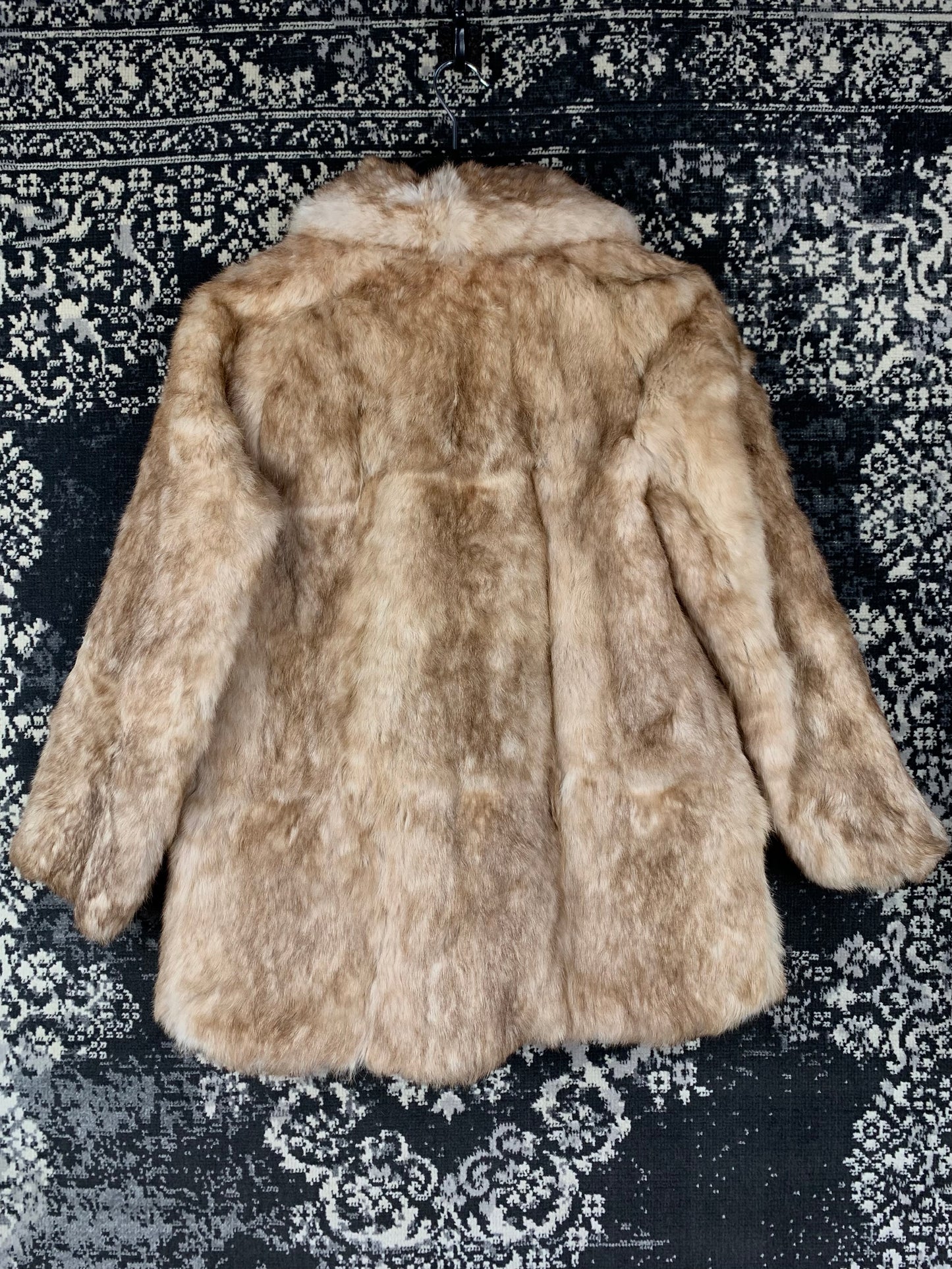 Women's Vintage Beige Genuine Rabbit Fur Coat