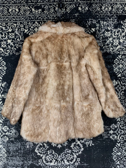Women's Vintage Beige Genuine Rabbit Fur Coat