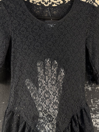 Womens Vintage Black Sheer Lace Mini Dress