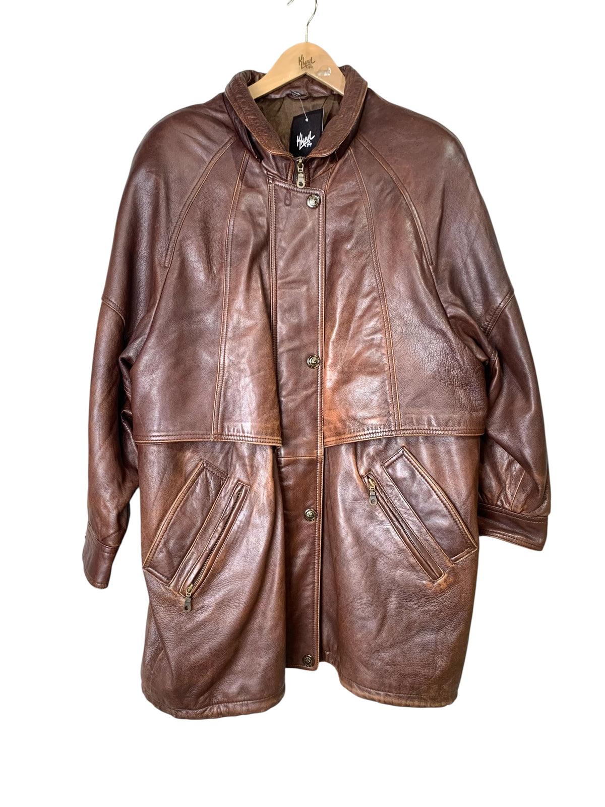 New Fast Brown Leather Coat