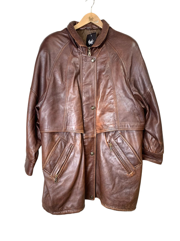 New Fast Brown Leather Coat
