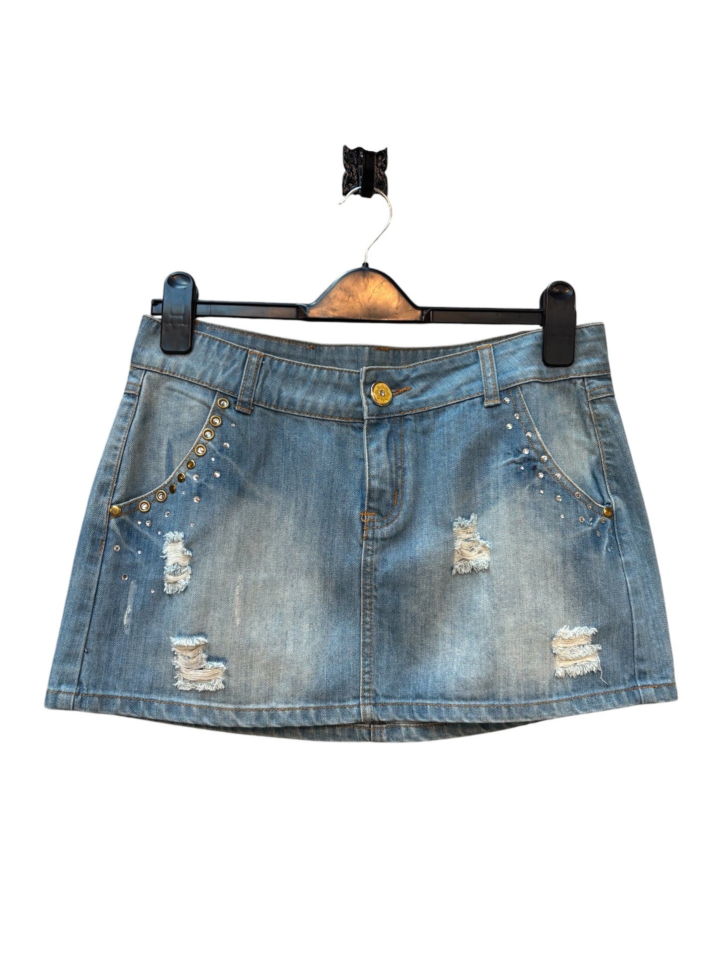 Mexx Y2K Studded Distressed Denim Mini Skirt